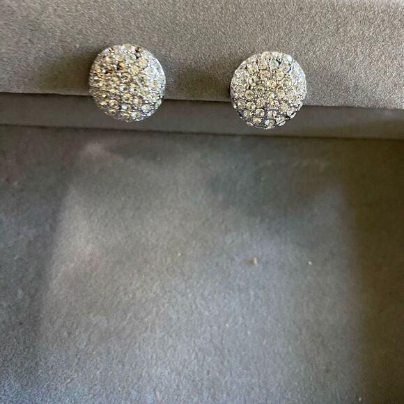 Vintage clip on sparkle earrings crystal bling Ivy retro rhinestone silver tone - Picture 7 of 12